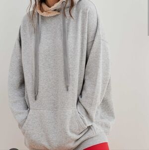 Aerie AE Womens |XL| Light Gray Spring Street Oversized Sherpa Hoodie